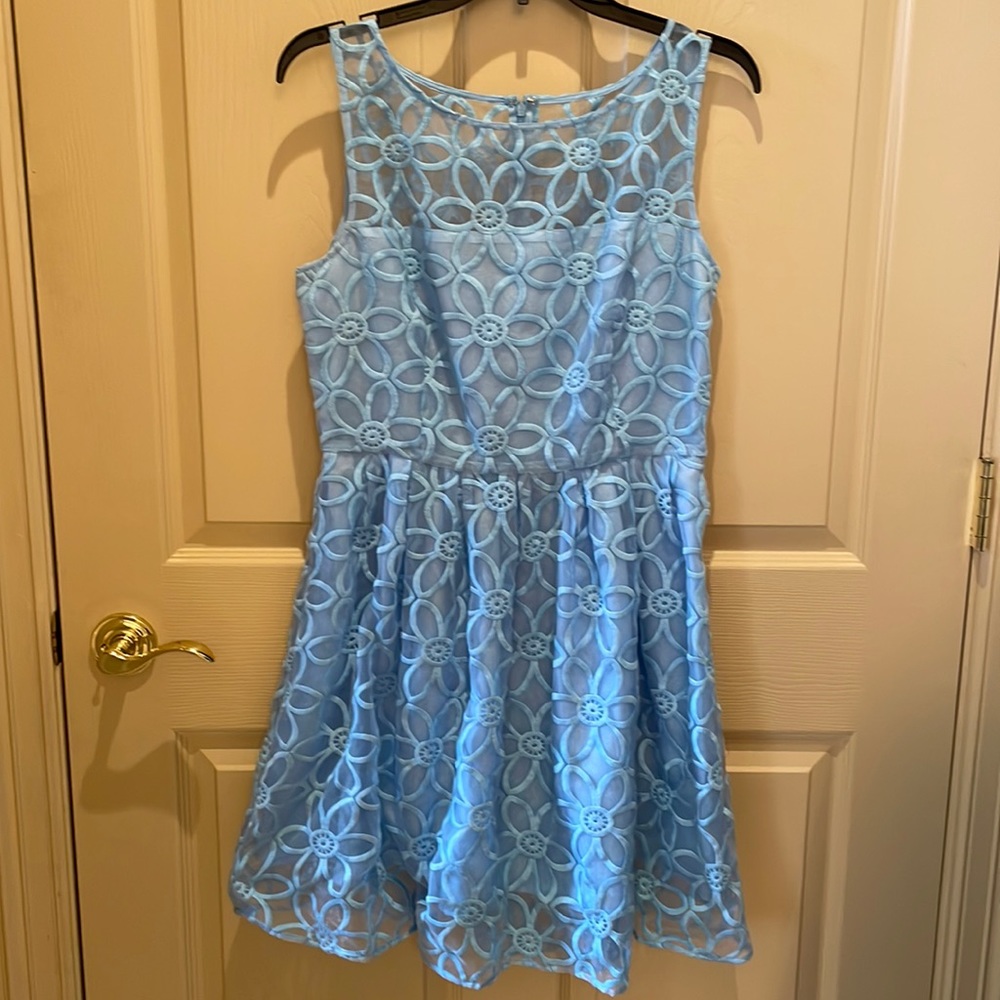 Blue tank dress with floral embroidery by BB Dakota size 8